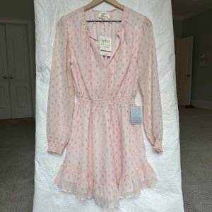 Brand New with Tags WAYF pink with gold detail dress, size small